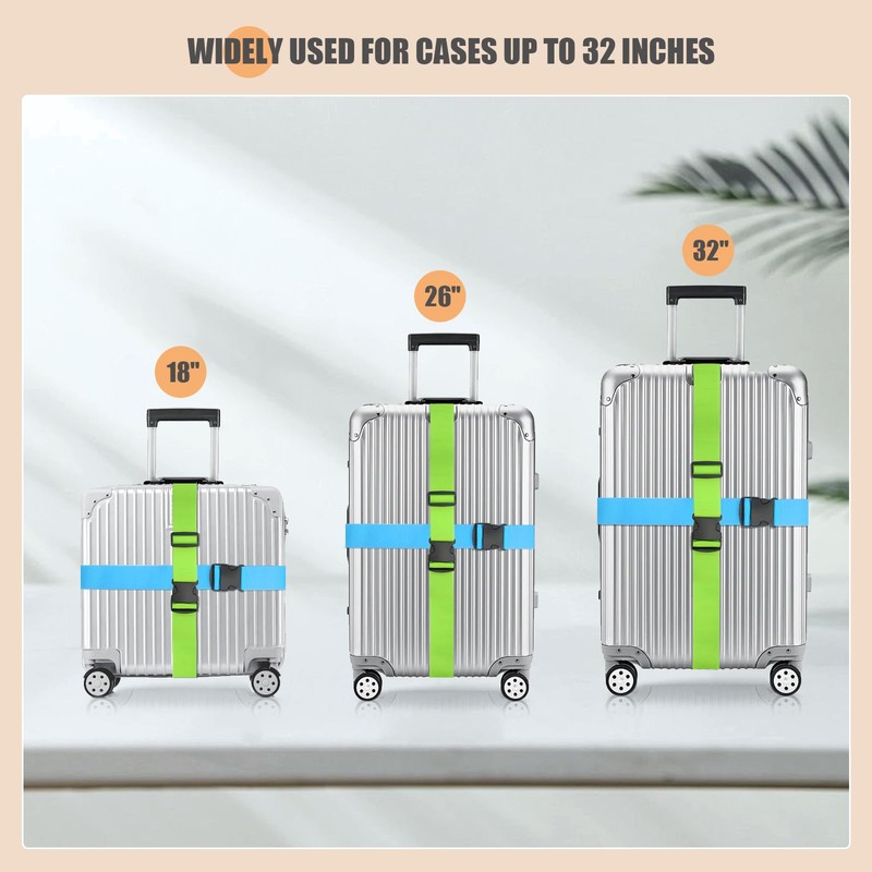 Ninmaofly 4 Pcs Luggage Straps, Adjustable Suitcase Straps, Heavy Duty