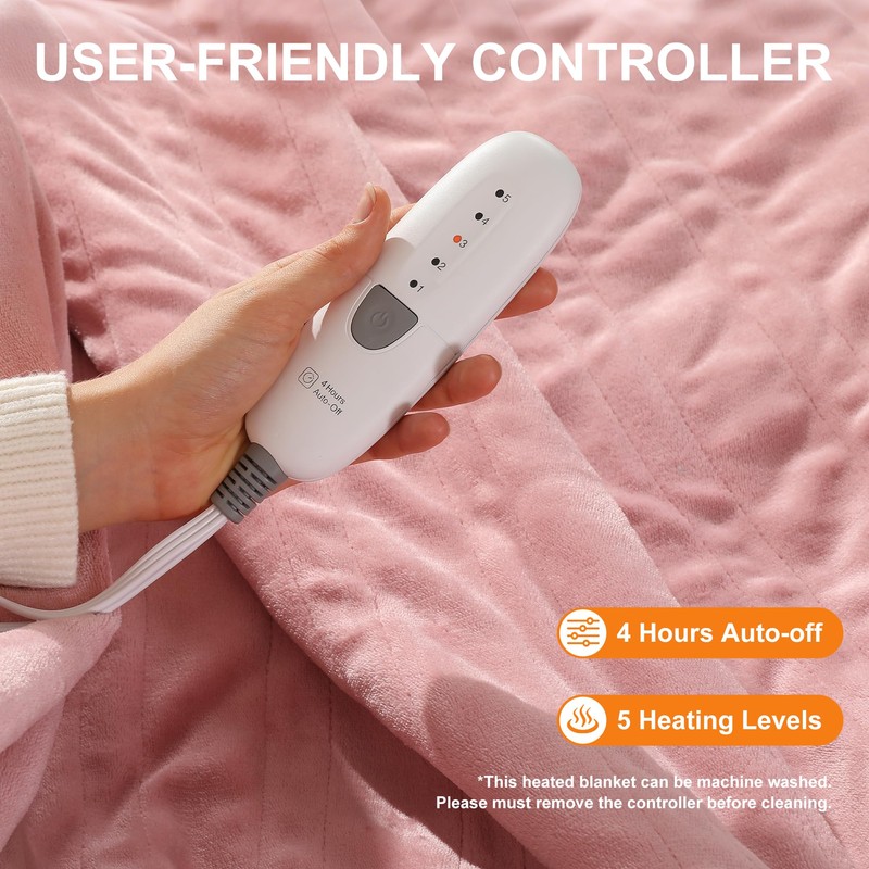 Heating Blanket Electric Blanket Throw 50''X60'' - Pink Heated Blanket