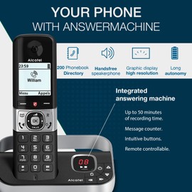 Alcatel F890 Voice Duo - Cordless Phone with answering machine and 2 Handsets - Landline Home Phones - Call Blocking Telephones