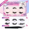 3 Pairs of Half Eyelashes, Cat Eye with Tweezers, 3