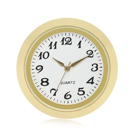 ShoppeWatch Mini Clock Insert 2.2 Inch (55mm) | Miniature Clock Fit Up | Gold Bezel White Face Arabic Numerals Quartz Movement Round | CK081GD