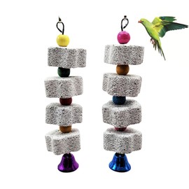 JianbooDCH 2 Pcs Bird Toys Natural Non-toxic Parrot Chewing Toys Bird Beak Grinding Stones Hanging Chew Toys for Parrot Hamster (Random Color)