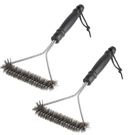 Pack of 2 Grill Brush for Grill Grate Brush, Grill Brush, 30 cm Stainless Steel Grill Cleaning Brush, Triangular 360° Grill Wire Brush, Grill Accessories for Charcoal Grill, Kettle Grill, Grill Grate