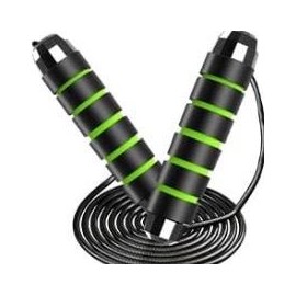 Jump Rope with Adjustable Foam Handle, Tangle-Free Quick Jump Rope for Women & Men, 1 Pack, Durable Steel Wires, Black - Color: Green