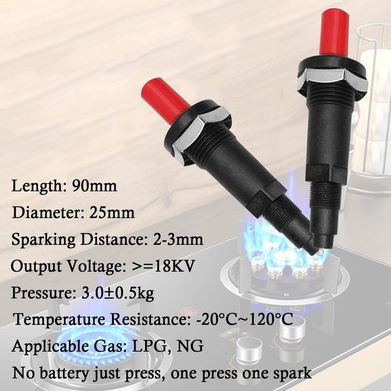 Aifeier ET 2PCS Push Botton Piezo Spark igniter, One Outlet