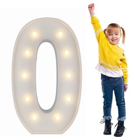 3FT Light Up Numbers Pre-Cut Frame Giant Marquee Numbers 0, Mosaic Numbers for Balloons, 20th 30th 40th 50th 60th Birthday Anniversary Decorations Party Decor