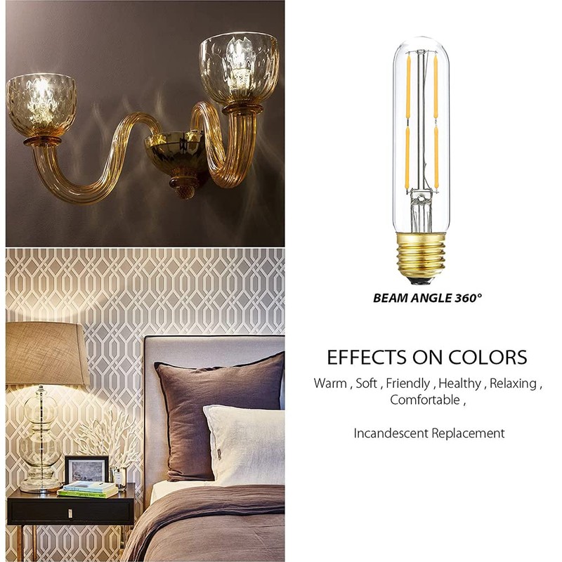 T10 Led Bulb,Dimmable Led Tubular Bulbs 4W,Equivalent to 40 Watt
