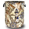 Nautical Theme Laundry Basket Foldable Retro Anchor Rudder Laundry Hamper