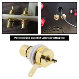 VGOL 4PCS RCA Socket Copper RCA Jack Female Chassis Connector Solder Type RCA Panel Female Mounting Gold Plated Terminal Socket Audio Connector