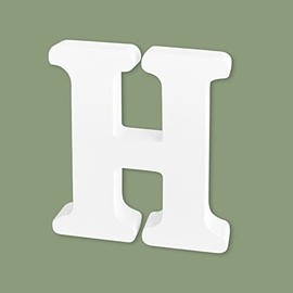 4 Inch Unfinished Wooden Letters, White Marquee Letters for Wedding Birthday Party Wall Decor, Wood Alphabet Letters for Crafts (Letter H)