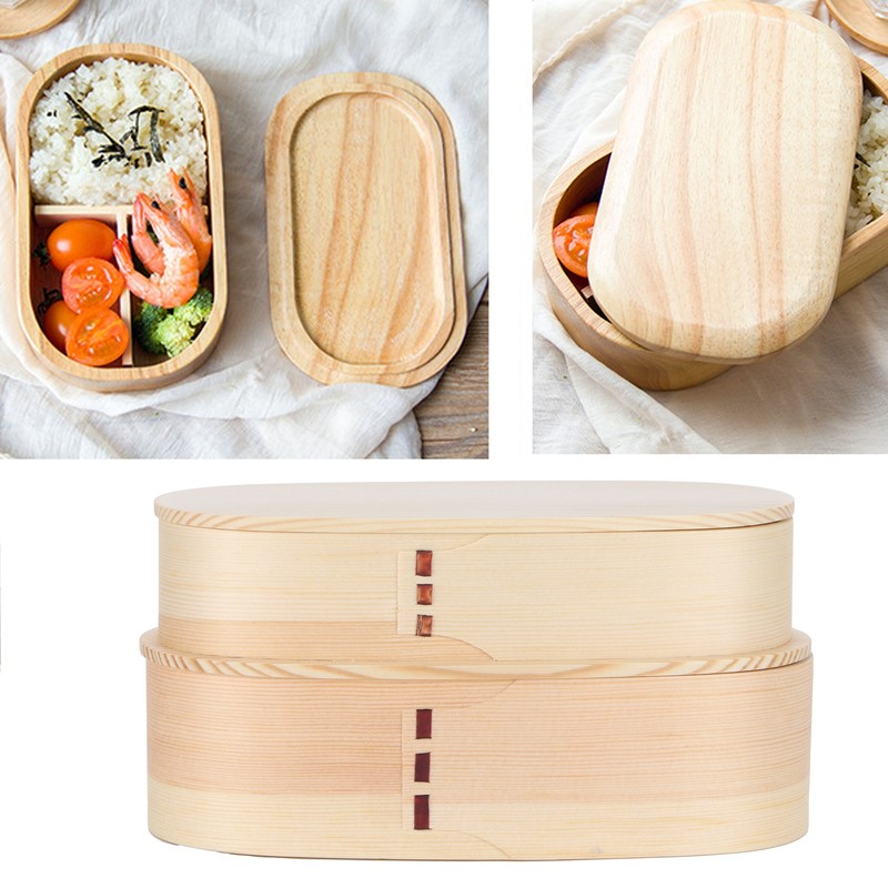 Lunch Box Set Japanese Style Wooden Food Storage Container for