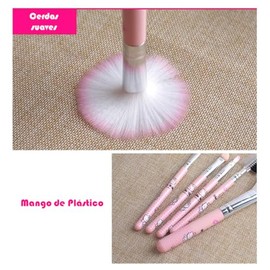 Brochas de maquillaje, Juego de 7 piezas de nylon con diseño kawaii de dibujos animados, kit de maquillaje para mujeres y adolescentes, set de...     