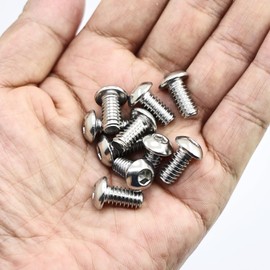 10 PCS 1/4-20 x 1/2 Button Head Socket Cap Screws, 304 Stainless Steel 18-8, Allen Hex Drive, Full Thread (with Hex Spanner)