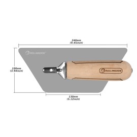 ROLLINGDOG 240mm x 130mm x 100mm Trapezoid Shape Plastering Trowel - Venetian Trowel Plastering Tools with Beech-Handle Stainless Steel 9.45" x 5.12" x 3.94"