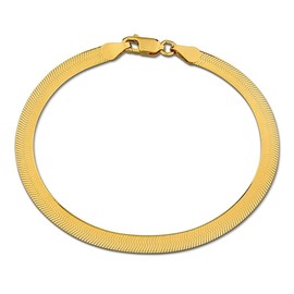 Women's Herringbone Bracelet - Italian 925 Sterling Silver Bracelets for Women - Pulseras para Mujer - 5.3mm - Unisex Design - Sterling Silver 925, Yellow Gold Plated (Herringbone Style - Yellow Gold Plated - 7.25in)