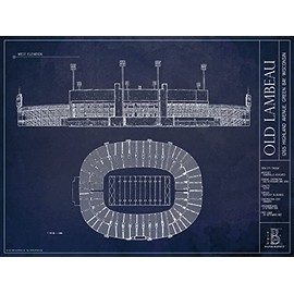 Lambeau Field Blueprint Style Print