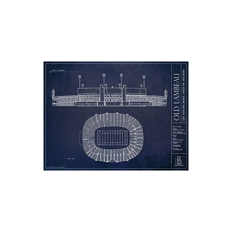 Lambeau Field Blueprint Style Print