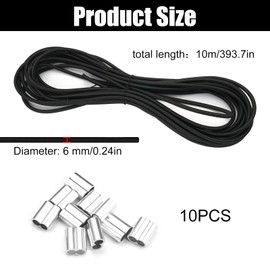 Rubber Cord, 6 mm x 10 m, Round Expander Rope, Tent Poles, Rubber Cord, Bungee Cord, Trailer Tarpaulin Rope with 10 Choke Clips, Rubber Cord for Trailer Tarpaulin, Elastic Band, Rope Flexible Rubber