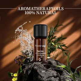 Flowersay Aceite Esencial De Árbol De Té 0.34Oz - 100% Puro Natural Max Sin Diluir Aceites Esenciales De Grado Terapéutico Premium Para Difusor/Cuidado De La Piel/Masaje/Cabello/Br