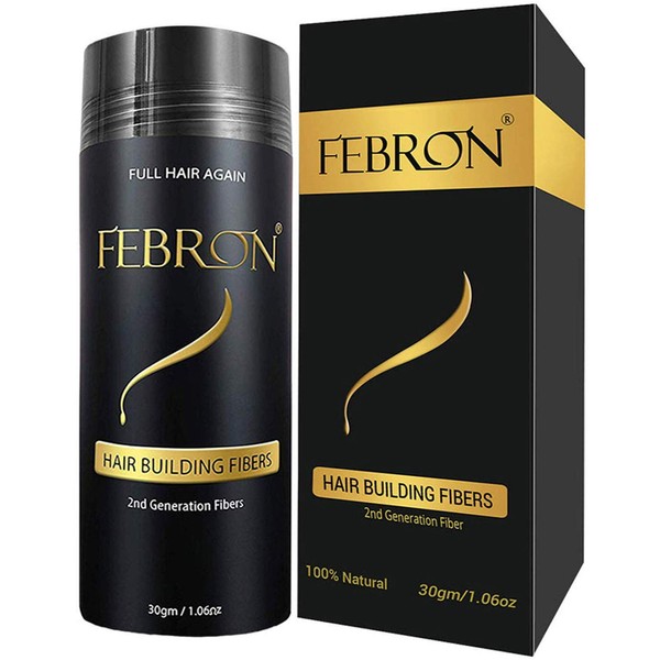 FEBRON Hair Fibers For Thinning Hair MEDIUM BROWN Giant 30G For Women & Men Hair Loss Concealer Hair Powder Volumizing Based 100% Undetectable & Natural - Bold Spots Filler