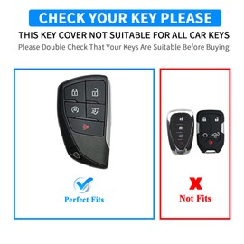 QBUC for Chevy Genuine Leather Key Fob Cover, Smart Key Holder Sleeve Fit for Chevy 2025 2024-2021 Tahoe Suburban GMC Yukon GM Buick, Silverado Sierra 2500HD 3500HD (Red, 5 Buttons)