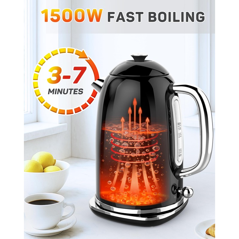 Harriet Electric Kettle, 1.8L Retro Electric Tea Kettle with Thermometer,