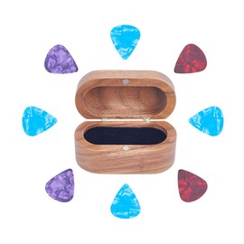 UNICRAFTALE 8 Piece Plastic Guitar Picks Set Guitar Pick Holder with Wooden Storage Boxes for Guitar Picks Mini Jewellery Box Wooden Jewellery Accessories for Gifts from Guitar Players