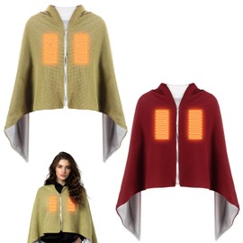 Chicingyou 2 Pcs Cordless Heated Shawl USB Heated Blanket Portable Electric Heating Wrap Shawl Xmas Warm Gift Home Office Camping