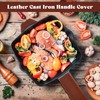 Baderke 4 Pcs Leather Cast Iron Handle Cover Handmade Leather