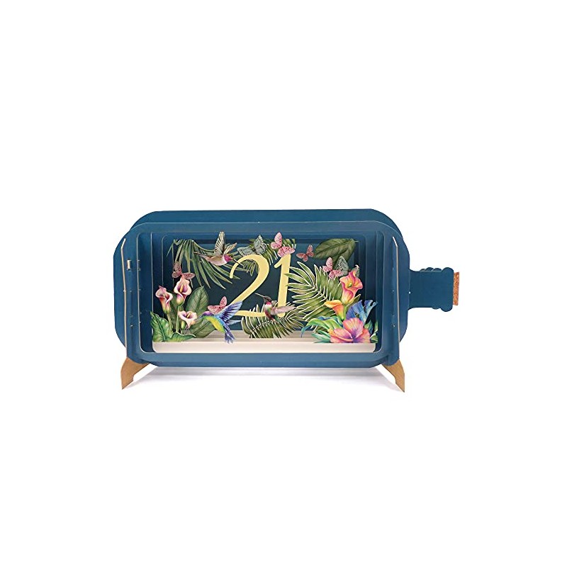 Message in A Bottle Flowers 21st Pop Up Birthday Greeting