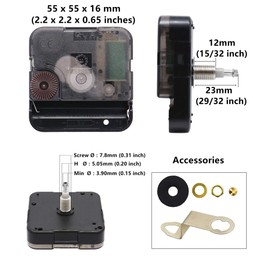 Original Youngtown 12888 High Torque"I" Shaft Clock Movement with Hands,3/10 Inch Maximum Dial Thickness, 9/10 Inch Total Shaft Length.