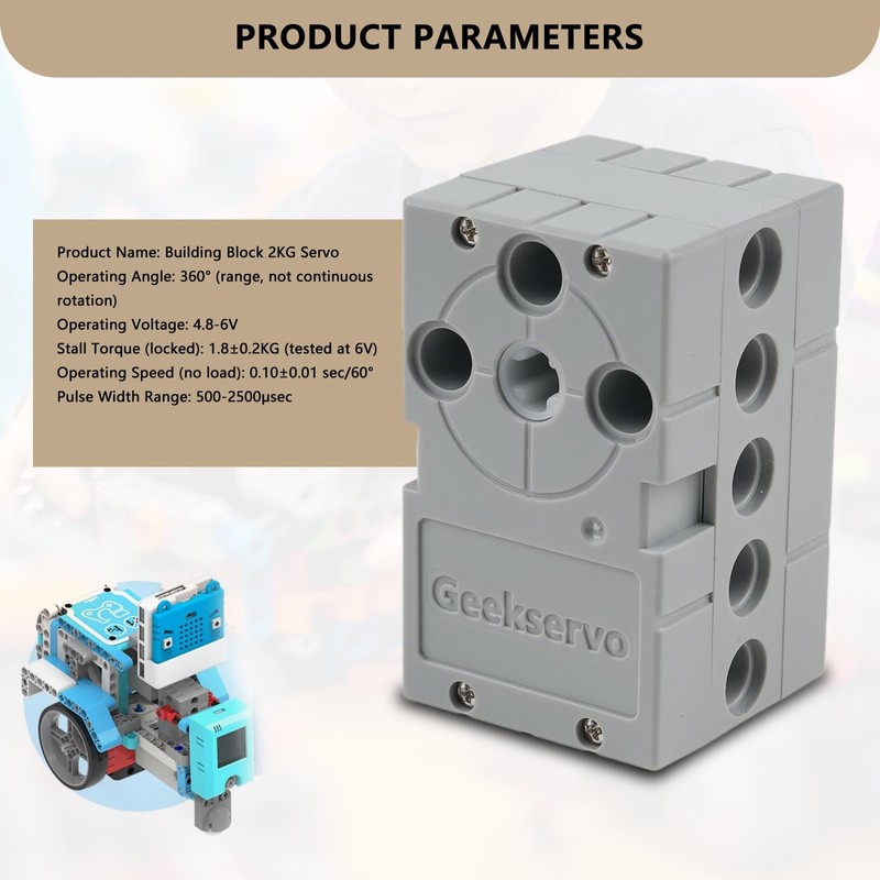 Rcmall 2PCS Geekservo Programmable Building Block Servo Motor, 360 Degree