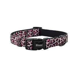 Olahibi Leopard Pattern Dog Collar, Polyester Webbing, Padded with Neoprene, Soft and Comfortable for Small Medium Large Dogs.(S, Pink Leopard)