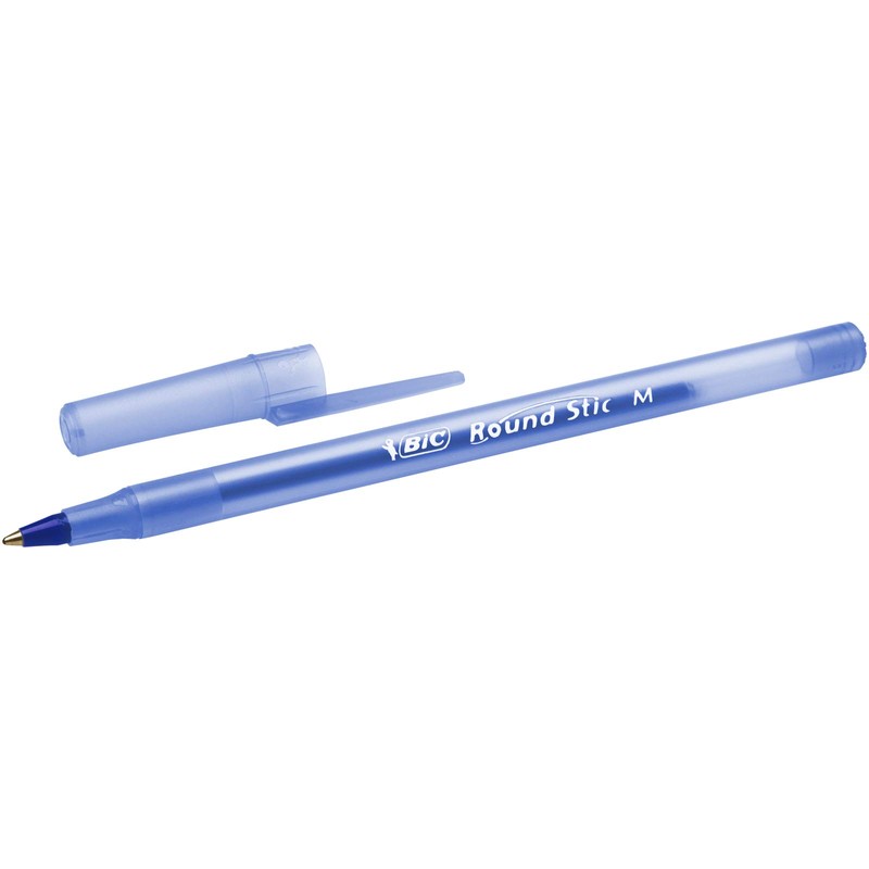 BIC Round Stic Ballpoint Pen, Blue, Bag of 8