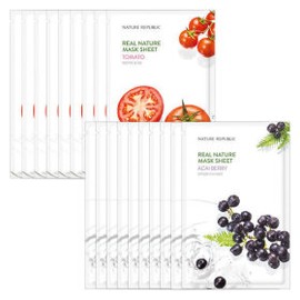 15+15 Real Nature Essence Mask Pack Acai Berry + Tomato 15+15 리얼 네이처 에센스 마스크팩 아사이베리+토마토
