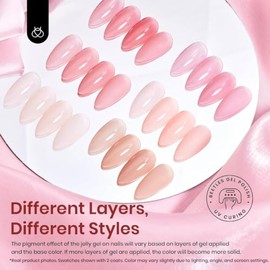Beetles Esmalte en Gel Jelly Nude, Kit de 6 Colores | Tonos Rosa Translúcido y Neutros Naturales para Diseño de Uñas UV LED