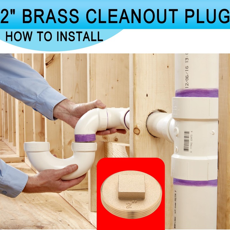 (10 Pack) Asterbacks 2 inch Sewer Cleanout Cap Brass Plug,