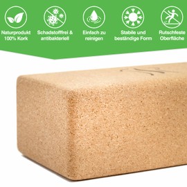 BACKLAxx ® Yoga Block Cork (Pack of 2) - 100% Natural Yoga Block Sustainable - Yoga Block Skin-Friendly and Ecologically Produced Including Application Videos - Yoga Blocks Yoga Block