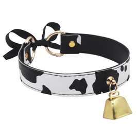 YHWQYR Cow Print Choker Necklace for Women Adjustable Bell Collar with Cowbell Charm Animal Print Jewelry Gifts (Gold)