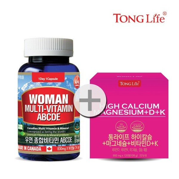 Whole Life - 1 bottle of Women&#39;s Multivitamins + Calcium + Magnesium + Vitamin D + K - 2 months&#39; supply - 1 box / 통라이프-우먼 종합비타민1병+칼슘+마그네슘+비타민D+K-2개월분-1박스