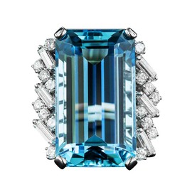Uloveido Vintage Fashion Womens Silver Color Emerald Cut Simulated Aquamarine Ring Engagement Wedding Jewelry for Her friend Y926 (Size 10)