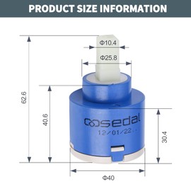 IVIGA Cartridge Faucet 40mm Ceramic Cartridge for Kitchen Tap and Bathroom Tap