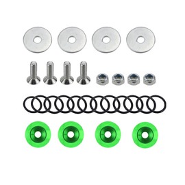 Bumper Quick Release, Trunk Front Rear Bumper Fasteners, Quick Release Tabs with O Rings and Screws, Aluminum Band Fenders Clip Kits, Auto Exterior Accessories Universal for Most Cars (Green)