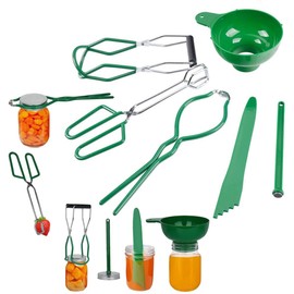 KUNANG Canning Kit - 6PCS Food Grade Stainless Steel Supplies with Rack, Lifter, Funnel, Wrench for Home Canning
