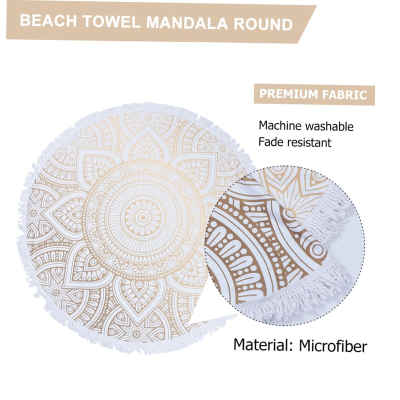 WOONEKY Beach Towel Mandala Round Microfiber Yoga Mat Tapestry Home