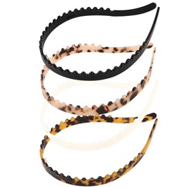 Exipsat Pack of 4 Acetate Headbands with Leopard Print and Non-Slip Teeth, Women's Zigzag Headband, Stylish Plastic Headband for Women
