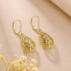 Teardrop Gold Filigree Leverback Dangle Earrings for Women Trendy Gifts