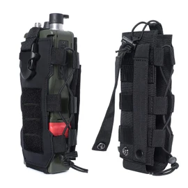 Tactical Molle Water Bottle Pouch, Adjustable Black Laser Cut Water Bottle Carrier Storage Bag for Backpack Belt, MOLLE Water Bottle Pouch Carrier, Tactical Water Bottle Holster