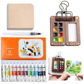 Mini Watercolour Set - Portable Artist Watercolour Travel Set, Mini Watercolour Travel Paint Set Travel Palette for Painters, Artists, Students