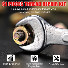 MAXMAN 61Pcs Thread Chaser Set, Thread Restorer Kit & Rethread Repair Tool, SAE & Metric Thread Chaser Set, Bolt Thread Repair Kit with Thread Pitch Gauge - Restore Rusted Bolts, UNC/UNF/Metric